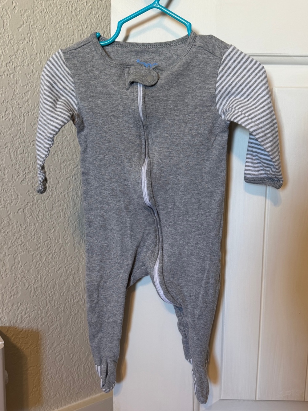 Circo Gray Footed One-Piece with White-Gray Striped Sleeves
